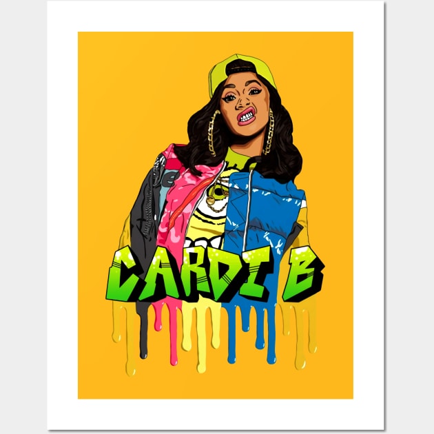 Cardi B Colorful Vintage Wall Art by Mesrabersama